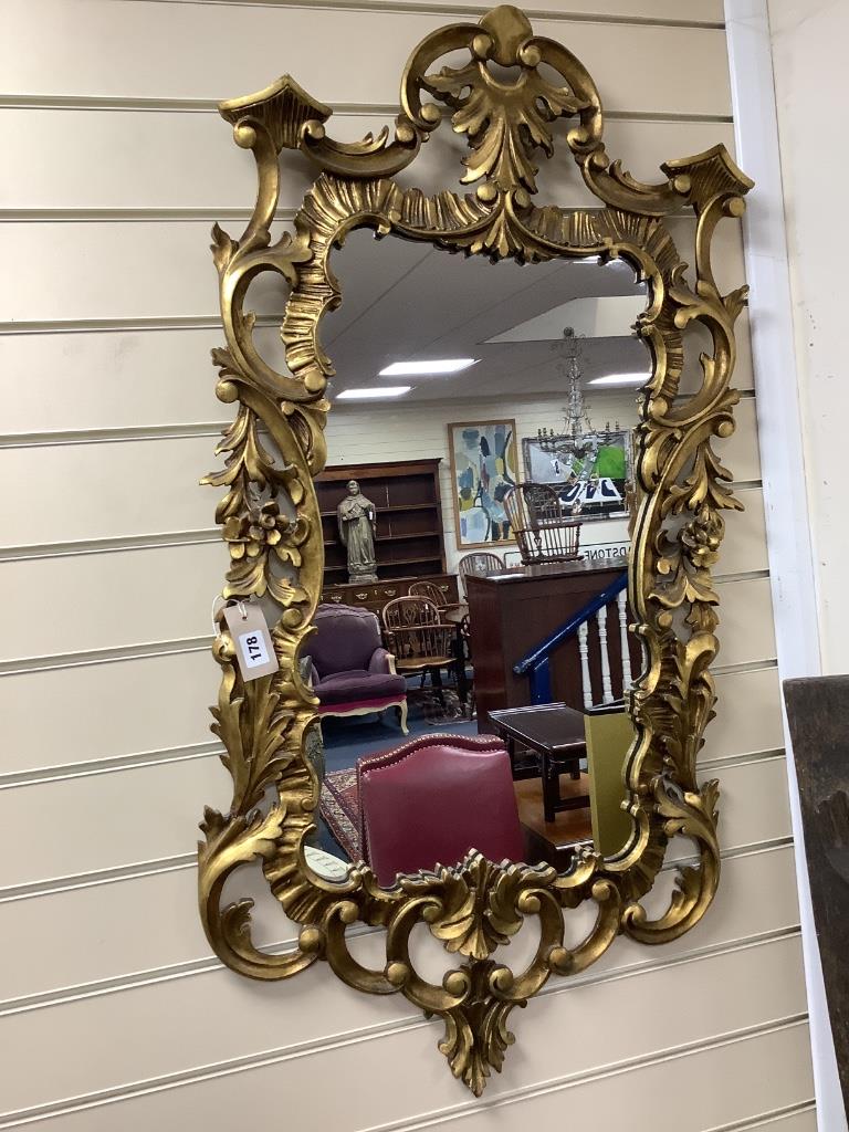 A pair of Georgian style giltwood wall mirrors, width 55cm height 106cm H 107cm